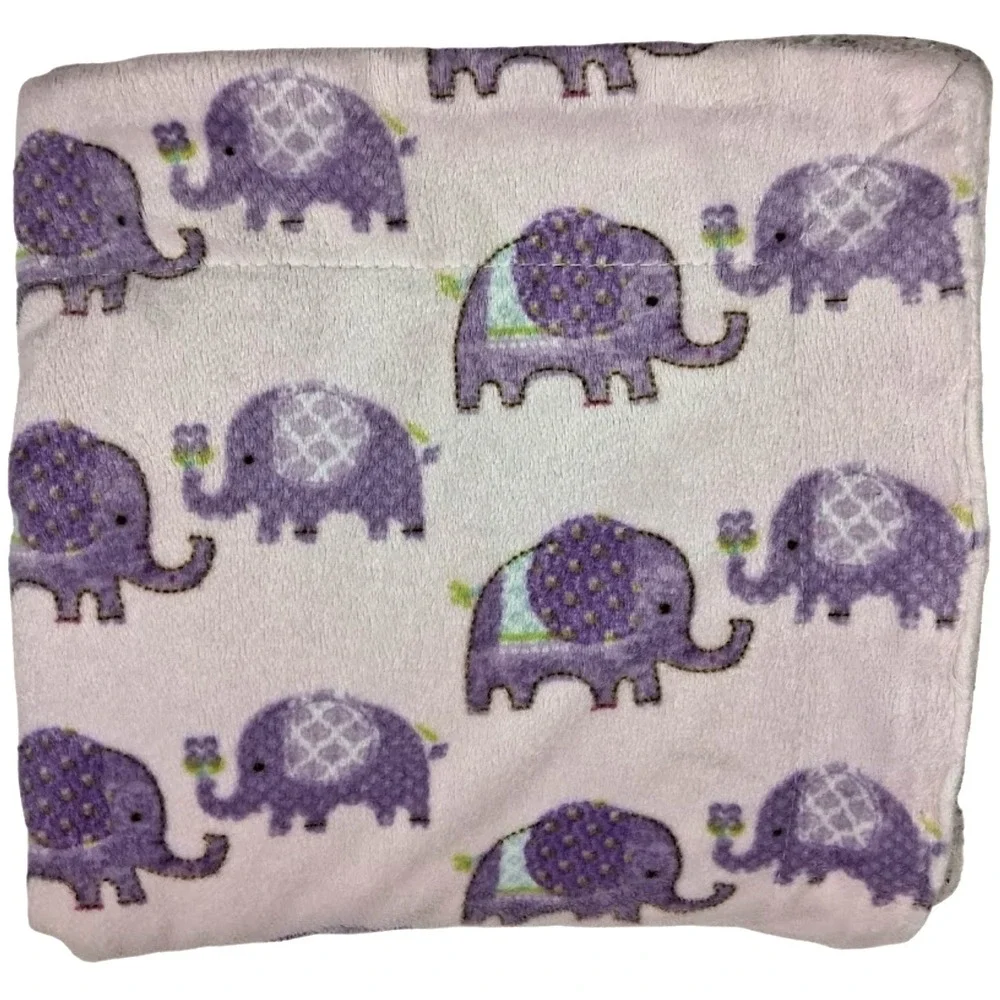 SL Home Fashions Purple Elephant Baby Blanket Pink Beige Sherpa‎ 30x40 Rn 119741